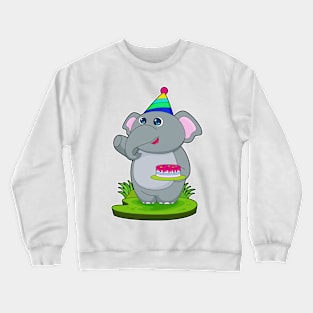 Elephant Party hat Cake Crewneck Sweatshirt